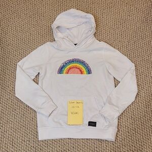 Silver Jeans Kids White Hoodie with Colorful Rainbow